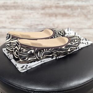 Hush Puppies Black and Cream Patterned Real Cow Fur Flats